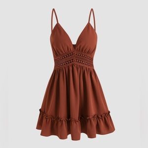 Women’s Cider Brand Hollowed Out Ruffle Mini Dress
